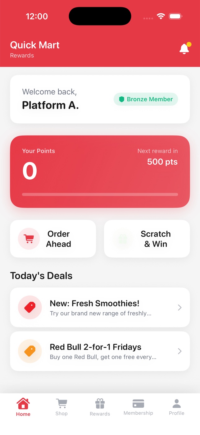 Anystop branded store app — home